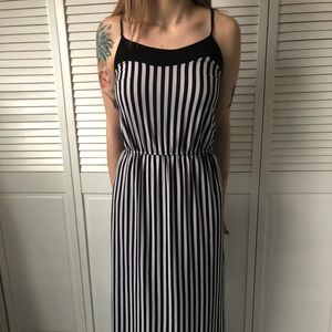 pinstriped black and white sun dress